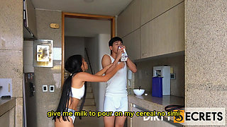 I ARGUE WITH MY STEPBROTHER ABOUT BREAKFAST MILK AND I FUCK HIM SO HE'LL GIVE ME HIS MILK.