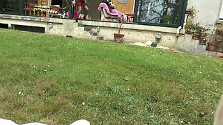 The Older Women Are Masturbating Each Other and Pleasuring Themselves with Dildos in the Garden.