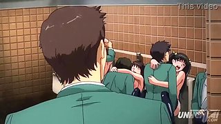 Hentai College Orgy: Public Bathroom Fuck Holes with Big Tits & Creampie