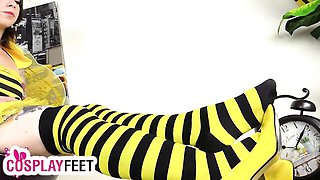 So hot Bee - stockings video - Cosplay Feet