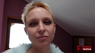 Feel the heat of an Italian blonde's wild casting escapade