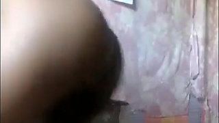 Cute black girl strokes her ass for fun