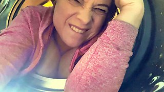 Stepmom stuck in the washing machine takes it in both holes