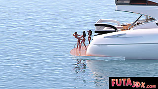 FUTA 3DX - Big Titted Futa Babes Wild Boat DP & Doggystyle