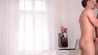 Redhead Beauty Fingers Pussy and Fucks Stud Hard