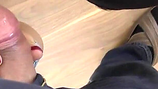 Busty Blonde MILF Playing with Two Masked Slaves