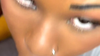 POV Interracial Double Blowjob - Ebony Xeinna Rose