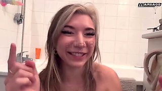 Petite French Goth Teen Tests Double Dildo in Ass and Pussy Solo