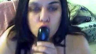 Horny Latina BBW Plays with Dildo on Webcam