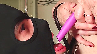 Toilet Slave Humiliation Ritual Part 2: Pissing Into Slave's Mouth Through a Funnel and Pussy Cleaning