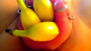 Extreme Pussy Pumping Banana Fist on Webcam