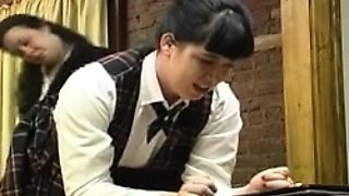 Teen in Schoolgirl Uniform Spanking Older Man