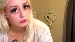 Blonde tight pussy babe solo toy fun in glamour masturbation