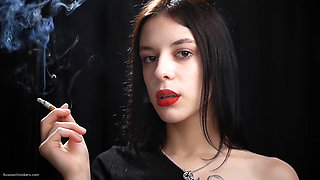 Slim Chick Is Smoking Two Reds