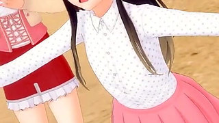 Two Girls Walking Animation