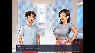 Stepmom with big natural tits makes a splash in summertime saga episode