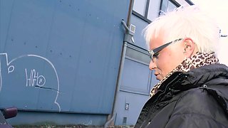 German granny persuaded to have sex on the street