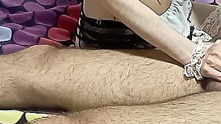 My Hot Step-sister Dressed as a Maid Steps on My Chest While Milking My Cock Until a Huge Cumshot Maid POV (full Video)