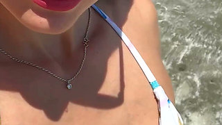 Selfie Fun and Beauty Boobs Flashing on the Beacch