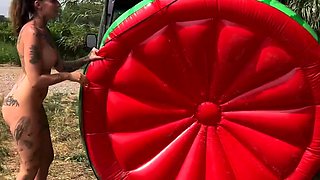 Foursome of teen babes in lesbian group sex