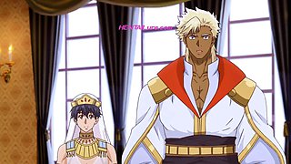 Titan dominates bride in bed after erotic anime feast