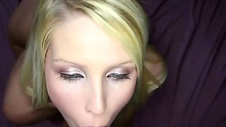 Hardcore oral orgy with a towheaded female completing in a