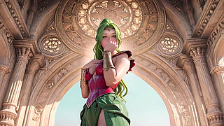 Green Goddess Beach Soliloquy! What bikini hides under that red gold armor?
