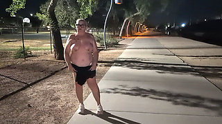 Thick BBW wife strips in public park and role play with hus! BadBlondieMonroe