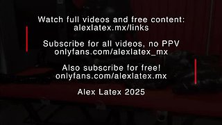 Latex Slave Alex Fingered & Dominated by Gloomy Babe in Rubber Catsuit - Hardcore BDSM HD