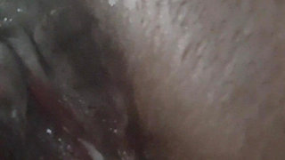 Closeup Fucking My Black Pussy with White Didlo