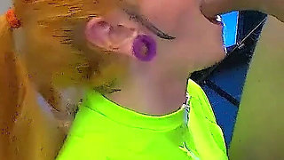 Redhead Azura Alii deepthroating big cock