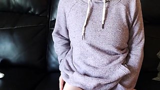 Blonde Teen Squirts in Sneakers and Glasses