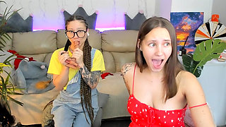 2 whores had a job interview over a video call and began to undress to pass it