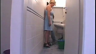 Cock hungry mature blonde making out with all  bathroom visitors