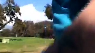 Two blonde girls giving blowjobs in group sex outdoor