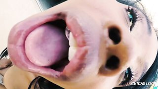 Cutie with round ass Boni eats interracial sperm with pleasure