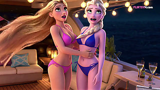 Rapunzel and Elsa Were Stranded on a Deserted Island, and With Nothing Else to Do, They Took Turns Licking Each Other's Pussies