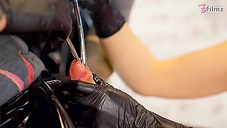 Miss Flora And Nikolaz Zpageti In Three Cruel Latex Goddesses Destroy Tattooed Slave With Deep Sounding & Urethral Fingering