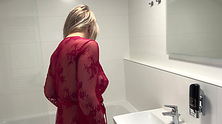 Horny MILF Nikky Dream Seduces Husband’s Best Friend for Quick Bathroom Sex