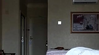 Busty curly brunette with big boobs fucks on couch