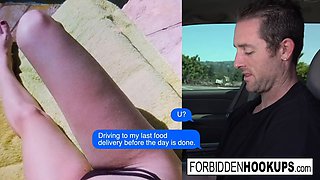 Delivery guy hooks up with his step sister!