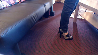 Oxford toe high heel tweed double cross