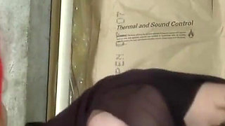 Stockinged slut gets spanked by lezdom before machine fucks her ass
