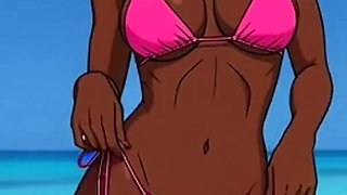 Beach Slutty: Sexy African Girl Enjoys Life on a Paradise Beach and Unexpectedly Meets a Lustful White Guy