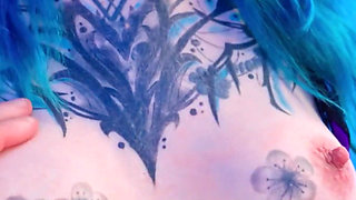 Coyemoo, the German Blue Haired & Split-tongued Alt-model, Gets a Rough Fuck in POV