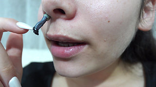 My Giantess Stepsister Puts Tiny Stepbrother in Her Nose as Punishment and Plays with Him