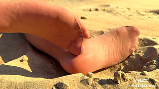 Beach Ignore: My Sandy Nylon Soles in the Sun, Lazily Teasing You