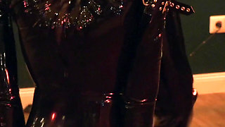 German Latex Slut Upside down slapped, fisted and tickled