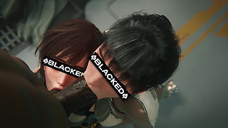 Rough Threesome: Horny Sluts Cowgirl Riding Massive BBC, Stinky Creamy Pussy Flooded with Cum