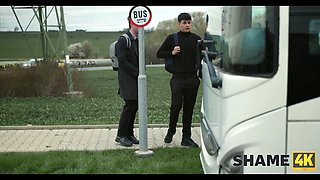 Shame4k. blond principal with perfect hooters displays her tricks